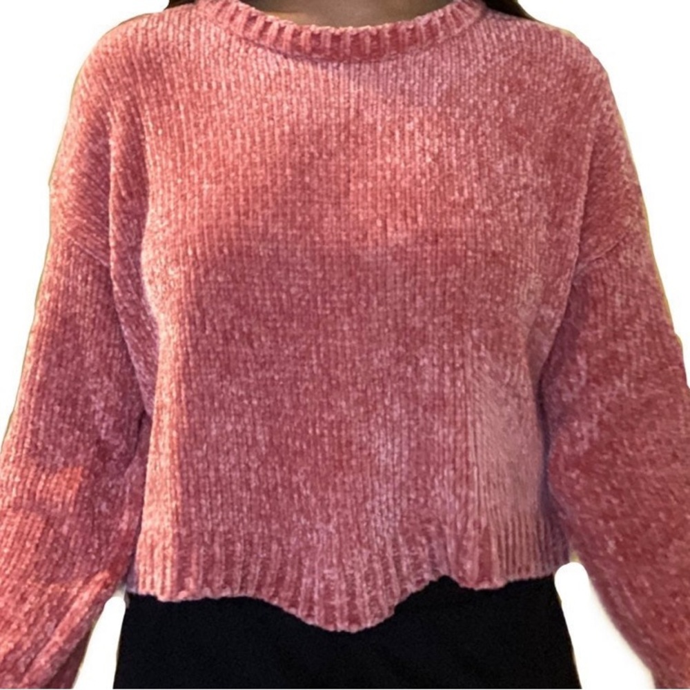 FOREVER 21 Chenille Sweater Pink